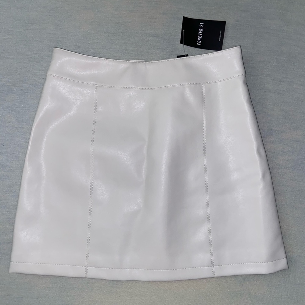 Forever 21 white leather mini skirt